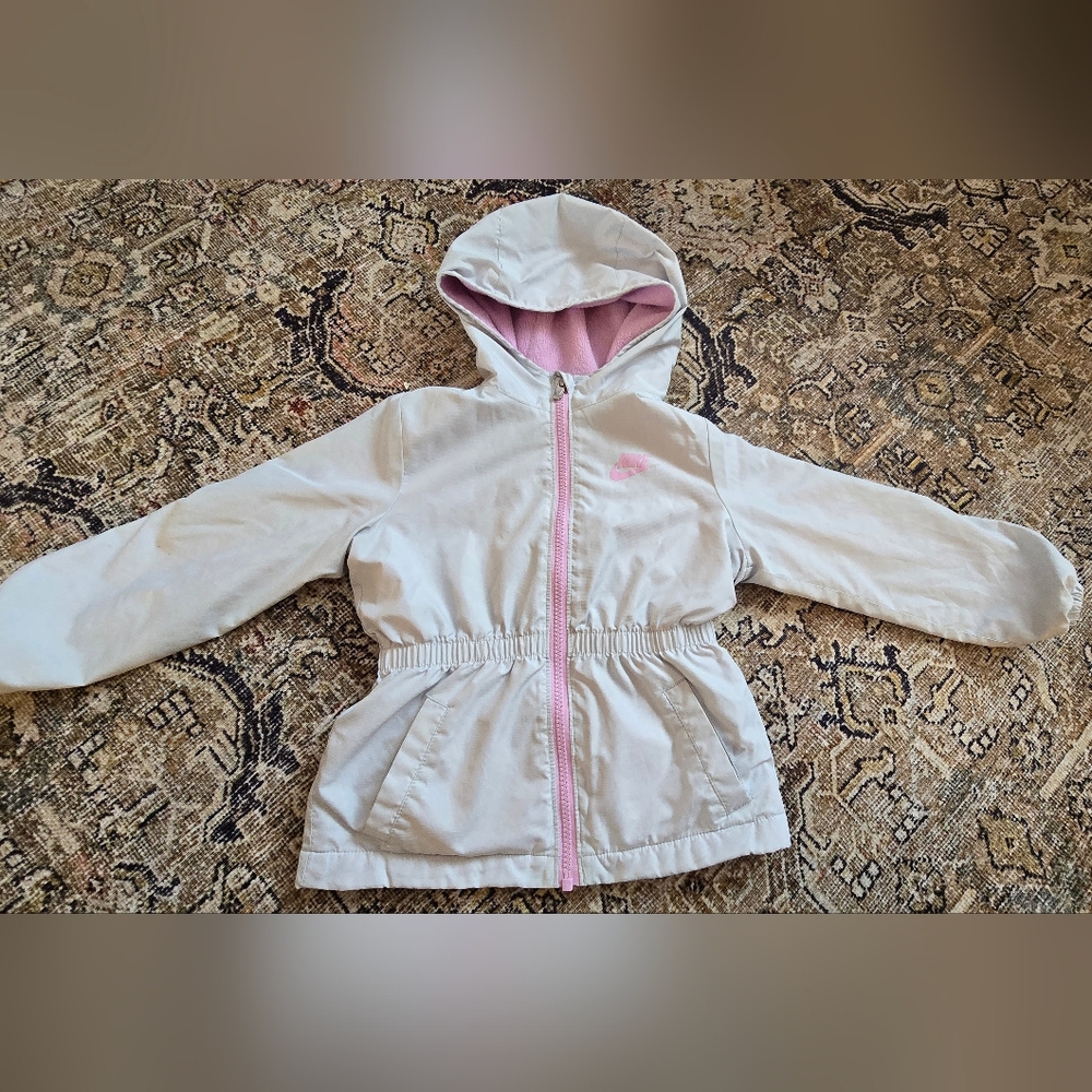 SOLD 🔥 - Nike Kids' Gray and Pink Hooded Jacket